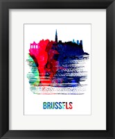 Brussels Skyline Brush Stroke Watercolor Fine Art Print
