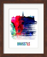 Brussels Skyline Brush Stroke Watercolor Fine Art Print