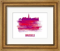 Brussels Skyline Brush Stroke Red Fine Art Print