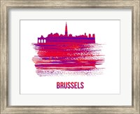 Brussels Skyline Brush Stroke Red Fine Art Print