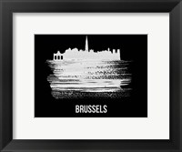 Brussels Skyline Brush Stroke White Fine Art Print