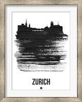 Zurich Skyline Brush Stroke Black Fine Art Print