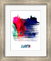 Zurich Skyline Brush Stroke Watercolor Fine Art Print