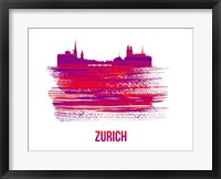 Zurich Skyline Brush Stroke Red Fine Art Print
