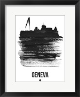 Geneva Skyline Brush Stroke Black Fine Art Print