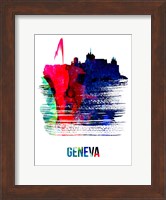 Geneva Skyline Brush Stroke Watercolor Fine Art Print