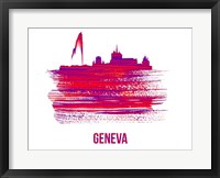 Geneva Skyline Brush Stroke Red Fine Art Print