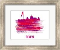 Geneva Skyline Brush Stroke Red Fine Art Print