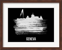 Geneva Skyline Brush Stroke White Fine Art Print