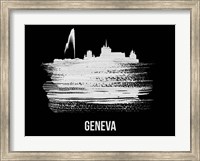 Geneva Skyline Brush Stroke White Fine Art Print