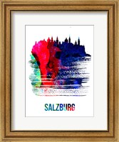 Salzburg Skyline Brush Stroke Watercolor Fine Art Print
