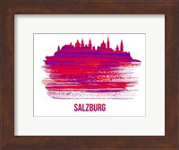 Salzburg Skyline Brush Stroke Red Fine Art Print
