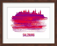 Salzburg Skyline Brush Stroke Red Fine Art Print