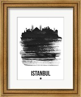 Istanbul Skyline Brush Stroke Black Fine Art Print
