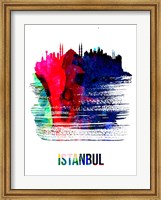 Istanbul Skyline Brush Stroke Watercolor Fine Art Print