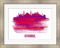 Istanbul Skyline Brush Stroke Red Fine Art Print