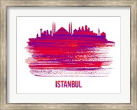 Istanbul Skyline Brush Stroke Red Fine Art Print