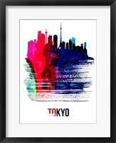 Tokyo Skyline Brush Stroke Watercolor Fine Art Print