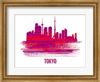 Tokyo Skyline Brush Stroke Red Fine Art Print