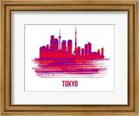 Tokyo Skyline Brush Stroke Red Fine Art Print