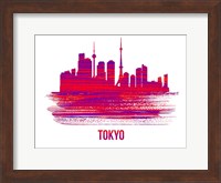 Tokyo Skyline Brush Stroke Red Fine Art Print