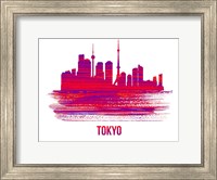 Tokyo Skyline Brush Stroke Red Fine Art Print