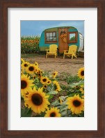 Vintage Camper and Sunflowers 1 Fine Art Print