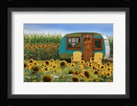 Vintage Camper and Sunflowers 2 Fine Art Print