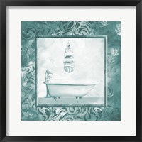 Calm Teal Vintage Bath Framed Print