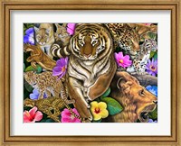 Wild Cats & Flowers Fine Art Print