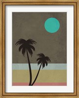 Palm Trees and Teal Moon Fine Art Print