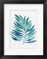 Blue and Green Watercolor Leaves 1 Fine Art Print