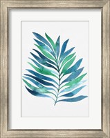 Blue and Green Watercolor Leaves 1 Fine Art Print