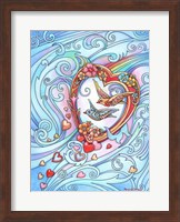 Love Birds, Red and Gold Fine Art Print