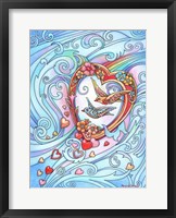 Love Birds, Red and Gold Fine Art Print