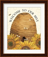 Honey Bees & Flowers Please portrait II-Welcome Fine Art Print