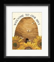 Honey Bees & Flowers Please portrait II-Welcome Fine Art Print
