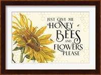 Honey Bees & Flowers Please landscape III-Give me Honey Bees Fine Art Print