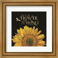Honey Bees & Flowers Please on black II-The Flower Fine Art Print