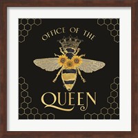 Honey Bees & Flowers Please on black IV-The Queen Fine Art Print