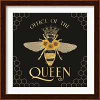 Honey Bees & Flowers Please on black IV-The Queen Fine Art Print