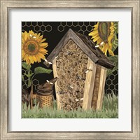 Honey Bees & Flowers Please on black X Fine Art Print