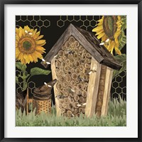 Honey Bees & Flowers Please on black X Fine Art Print