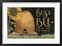 Honey Bees & Flowers Please landscape on black II-Busy Bee Fine Art Print