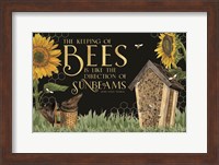 Honey Bees & Flowers Please landscape on black IV-Sunbeams Fine Art Print