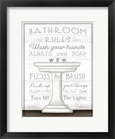 Bathroom Rules Framed Print