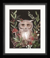 Christmas Owl and Mushrooms Fine Art Print