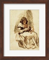 Sepia Grandma Sewing Fine Art Print