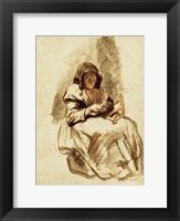 Sepia Grandma Sewing Fine Art Print