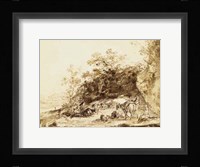 Sepia Landscape with Horses Fine Art Print